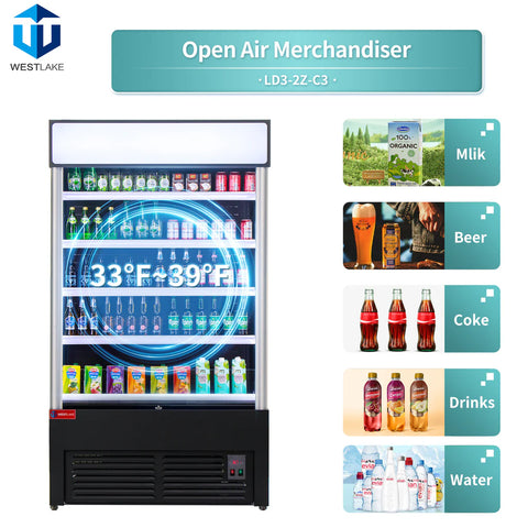 Open Air Merchandiser, WESTLAKE ‎LD3-2Z-C3 46"W 33" D Black Refrigerated Air Curtain Merchandiser