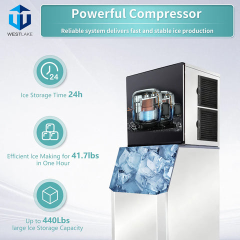 SK-1029 Westlake 1000 lb. Air Cooled Cube Ice Maker with Bin 440 lb.