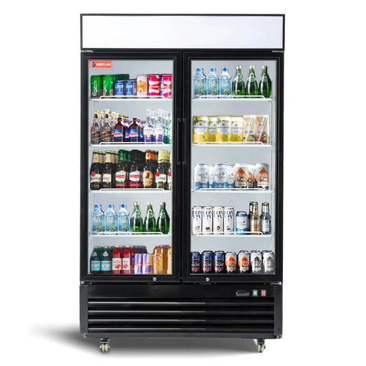 Commercial Refrigerator 2 Glass Door, WESTLAKE WKR-48G 48" W Merchandiser Reach-in Cooler Upright Fridge 36 Cu.ft for Restaurant, Bar, Shop, Retail