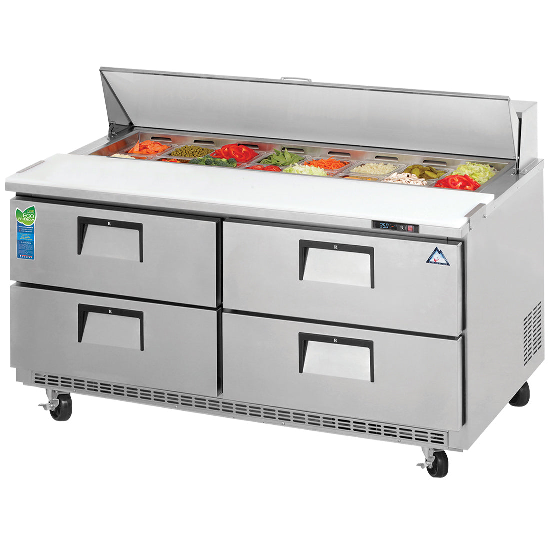 Everest EPBNWR2-D4 59" Four Drawer Sandwich Prep Table Refrigerator