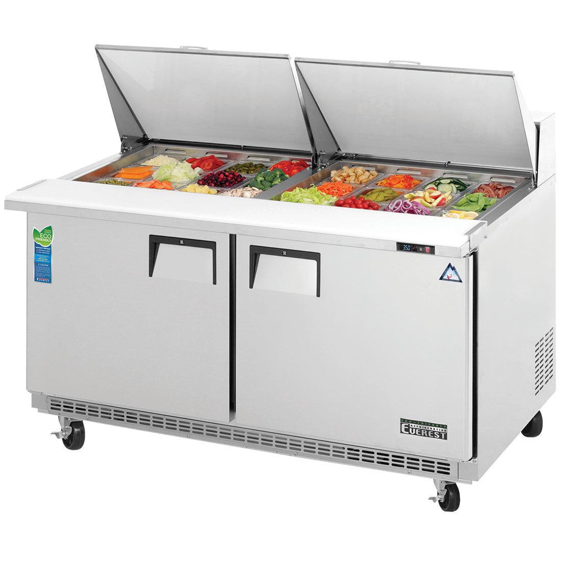 Everest Refrigeration EPBWR2 59 1/8" EPB Series Mega Top Sandwich/Salad Prep Table w/ Refrigerated Base, 115v