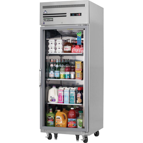 Everest ESGR1 29.25 Inch One Section Glass Door Upright Reach-In Refrigerator 23 Cubic Feet