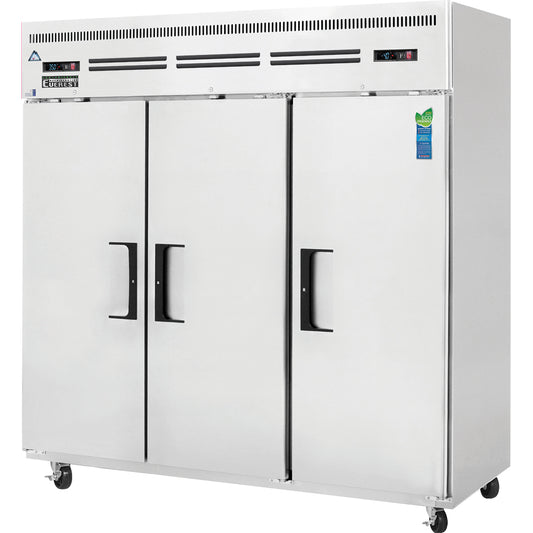Everest ESRF3 74-3/4" Three Solid Door Dual Temp Refrigerator/Freezer Comb
