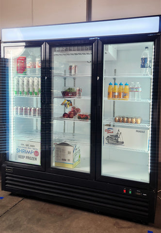 Aceland AKR-72BG Commercial Refrigerator 3 Glass Door,  72" W Merchandiser Reach-in Cooler Upright Fridge 54 Cu.ft for Restaurant, Bar, Shop, Retail