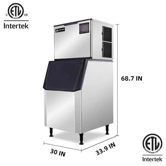 ASK-729S  700 lb. Restaurant Commercial Air Cooled Cube Ice Maker Machine with 440 lb. Bin