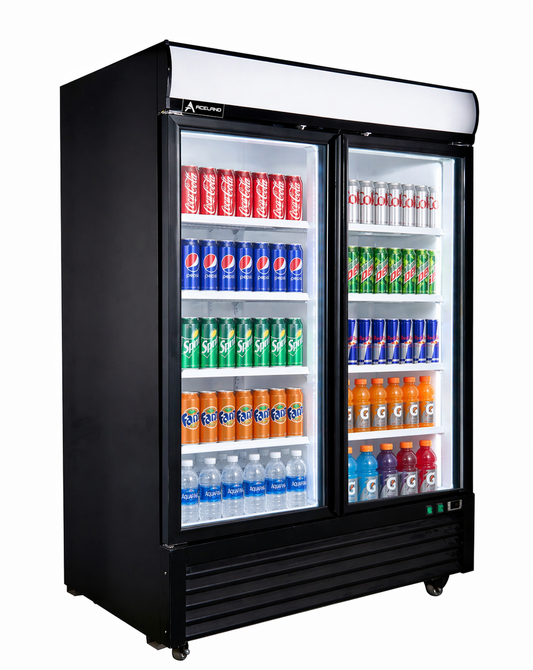 Aceland APR-49BG 54.1" Double Swing Door Merchandiser Refrigerator 43 cu.ft