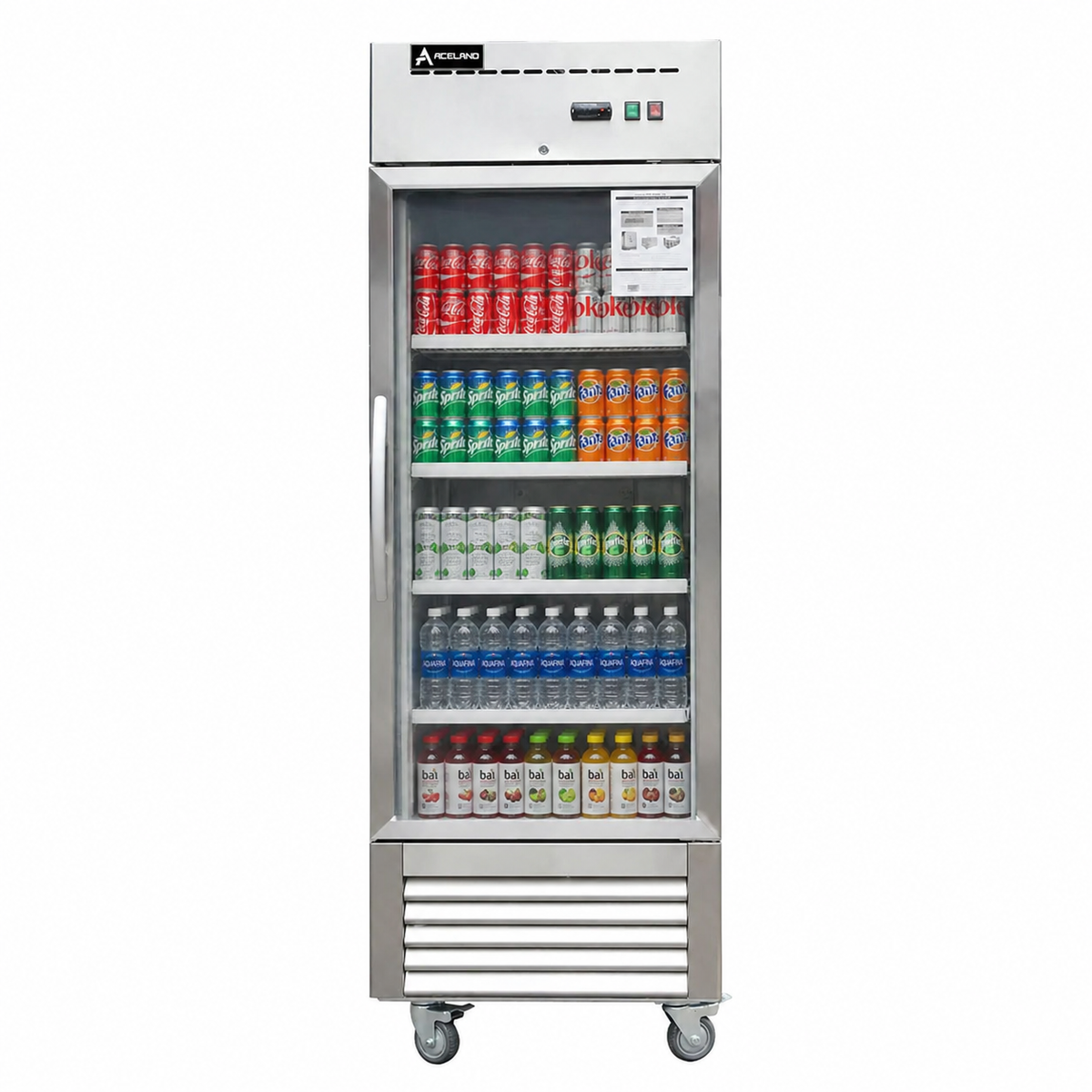 Aceland AR-23BG Reach In Single Glass Door Refrigerator-23 Cubic Feet