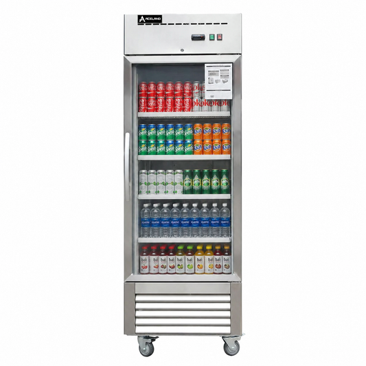 Aceland AR-23BG Reach In Single Glass Door Refrigerator-23 Cubic Feet
