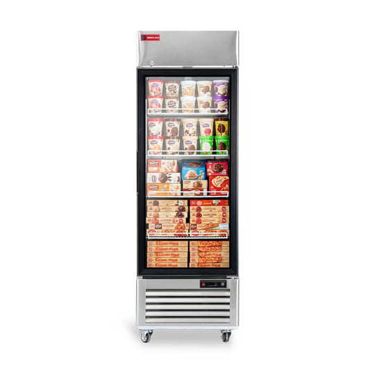 WESTLAKE 27" 1-Glass Door Restaurant Commercial Freezer Merchandiser 23 Cu.ft Stainless Steel Upright Reach-In Display Freezer