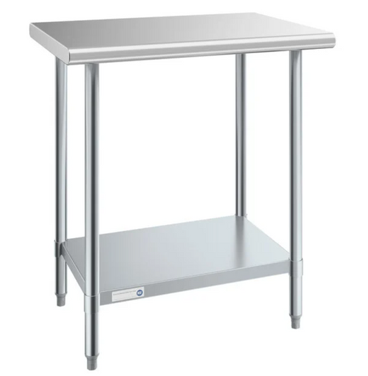 Commercial Work Table WT-E2430- Stainless Steel Top, Galvanized Undershelf  24x30"