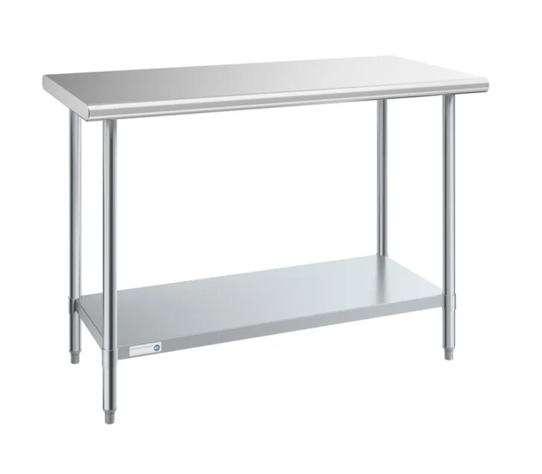 Commercial Work Table WT-E2448- Stainless Steel Top, Galvanized Undershelf  48x24"