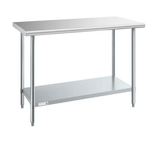 Commercial Work Table WT-E2448- Stainless Steel Top, Galvanized Undershelf  48x24"