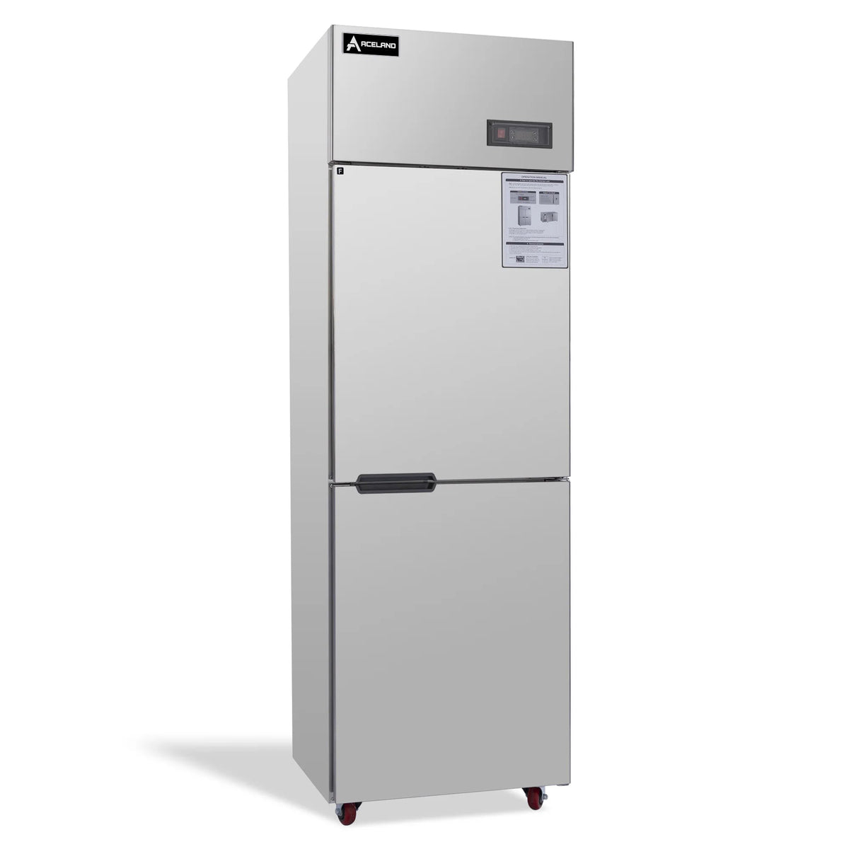Aceland AF-68 24 Inch Commercial Reach-In Freezer, 2 Split Doors, Stainless Steel Upright Freezer