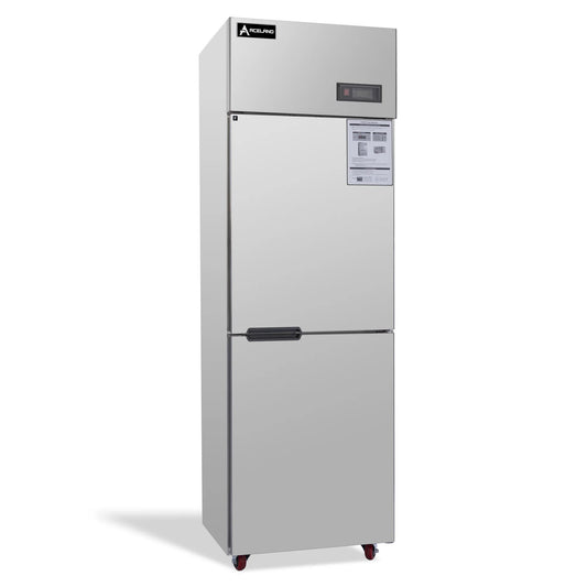 Aceland AF-68 24 Inch Commercial Reach-In Freezer, 2 Split Doors, Stainless Steel Upright Freezer