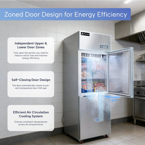 Aceland AF-68 24 Inch Commercial Reach-In Freezer, 2 Split Doors, Stainless Steel Upright Freezer