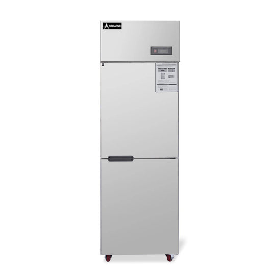 Aceland AR-68  Single Solid Door 24 Inch Commercial Reach-In Refrigerator, 2 Split Doors, Stainless Steel Upright Cooler