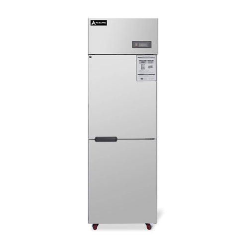 Aceland AR-68  Single Solid Door 24 Inch Commercial Reach-In Refrigerator, 2 Split Doors, Stainless Steel Upright Cooler