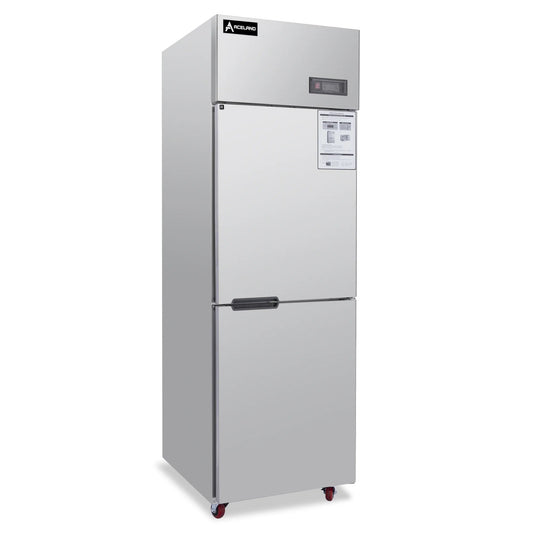 Aceland AR-68  Single Solid Door 24 Inch Commercial Reach-In Refrigerator, 2 Split Doors, Stainless Steel Upright Cooler