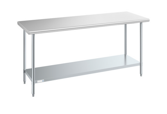Commercial Work Table WT-E2472- Stainless Steel Top, Galvanized Undershelf  72x24"
