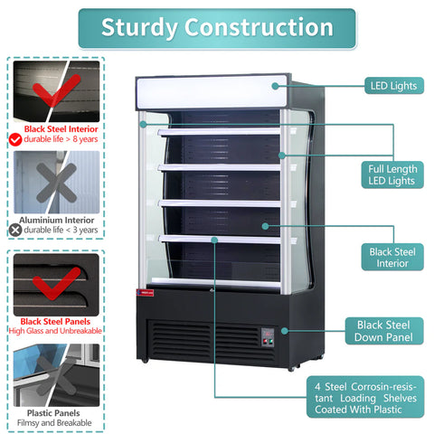 Open Air Merchandiser, WESTLAKE ‎LD3-2Z-C3 46"W 33" D Black Refrigerated Air Curtain Merchandiser