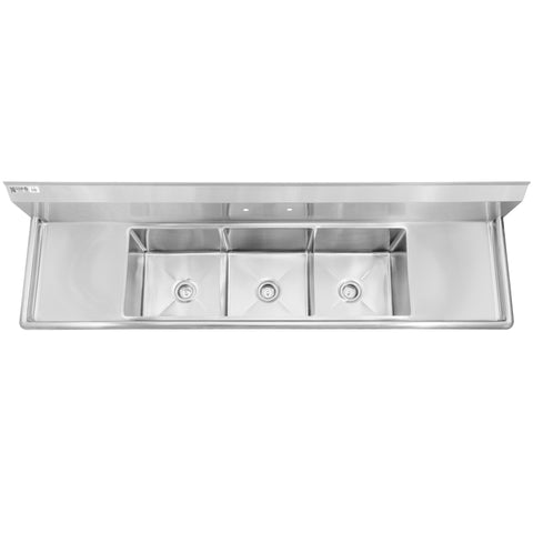 GSW SE18183D 3 Compartment Sink - 2 Drain Boards