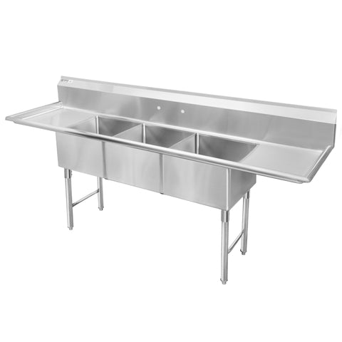 GSW SE18183D 3 Compartment Sink - 2 Drain Boards