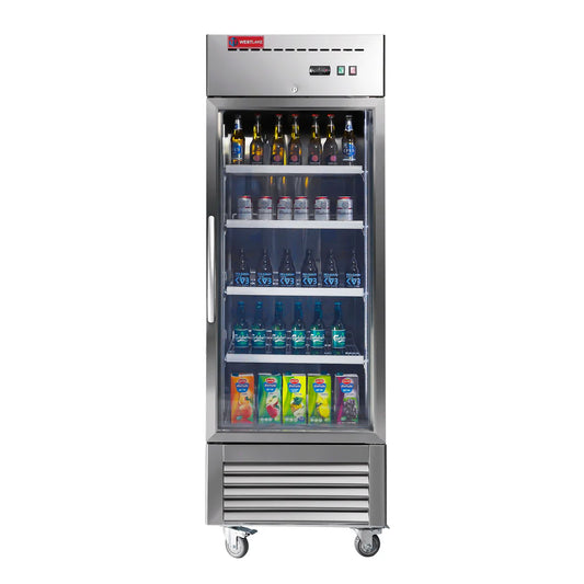 Commercial Refrigerator 1 Glass Door, WESTLAKE 27" W Merchandiser Reach-in Display Fridge 23 Cu.ft Upright Cooler for Restaurant, Bar, Retail