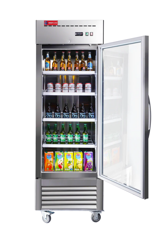 Commercial Refrigerator 1 Glass Door, WESTLAKE 27" W Merchandiser Reach-in Display Fridge 23 Cu.ft Upright Cooler for Restaurant, Bar, Retail
