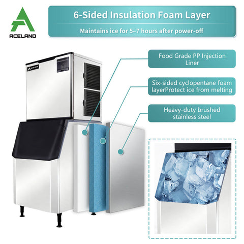 ASK-1029S  1000 lb. Restaurant Commercial Air Cooled Cube Ice Maker Machine with 440 lb. Bin