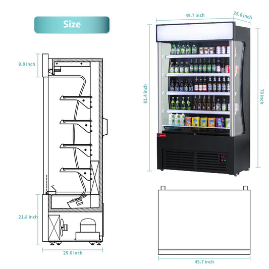 Open Air Merchandiser, WESTLAKE LD3-2Z-C2 ‎46"W 26" D Black Refrigerated Air Curtain Merchandiser