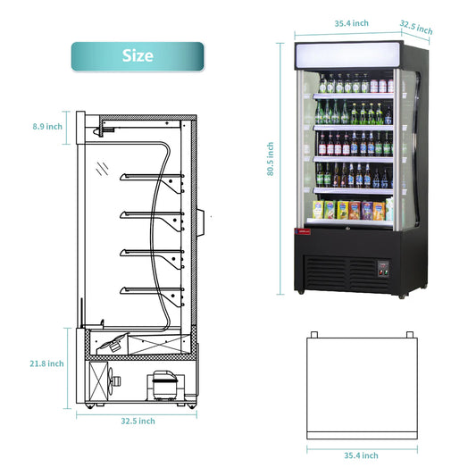 Open Air Merchandiser, WESTLAKE LD3-2Z-C2 ‎36" Black Refrigerated Air Curtain Merchandiser