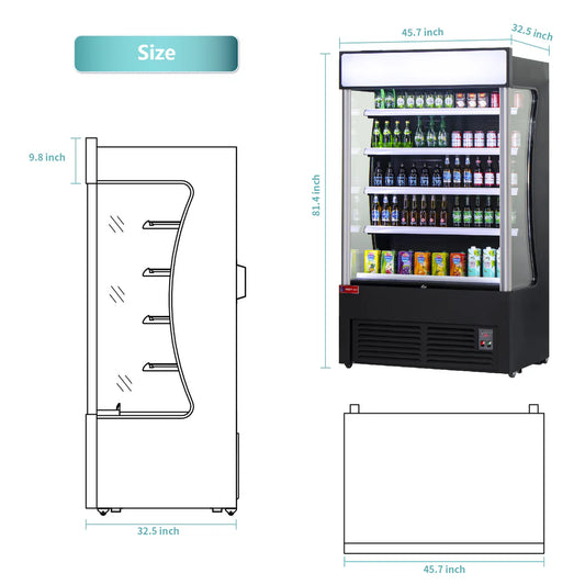 Open Air Merchandiser, WESTLAKE ‎LD3-2Z-C3 46"W 33" D Black Refrigerated Air Curtain Merchandiser