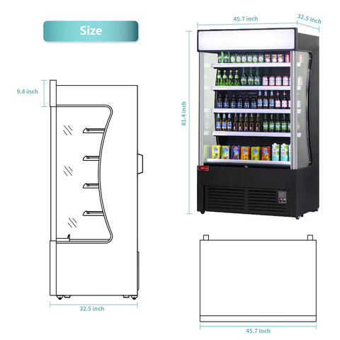 Open Air Merchandiser, WESTLAKE ‎LD3-2Z-C3 46"W 33" D Black Refrigerated Air Curtain Merchandiser