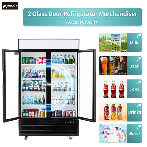 Aceland APR-48BG 48" Double Swing Door Merchandiser Refrigerator 36 cu.ft