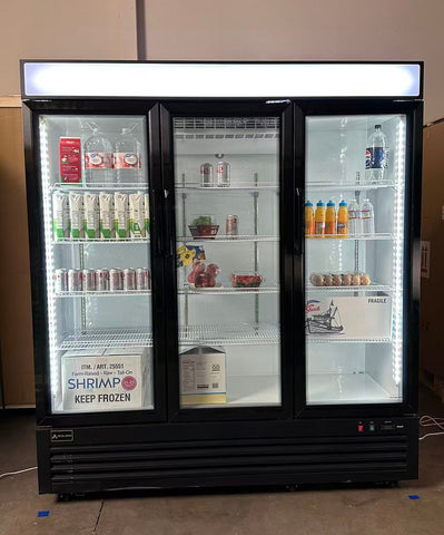 [CLEARANCE For Southern California Sale ONLY] #326001 ETL 72.8" Three Swing Door Merchandiser Refrigerator 57 cu.ft