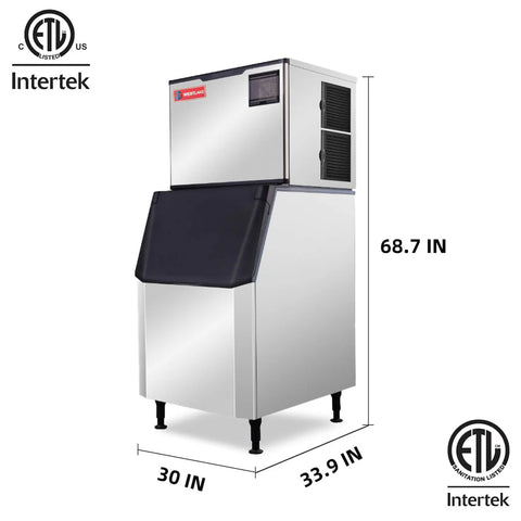 SK-729 Westlake 700 lb. Air Cooled Cube Ice Maker with Bin 440 lb.