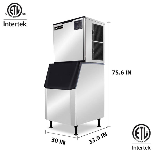 ASK-1029S  1000 lb. Restaurant Commercial Air Cooled Cube Ice Maker Machine with 440 lb. Bin