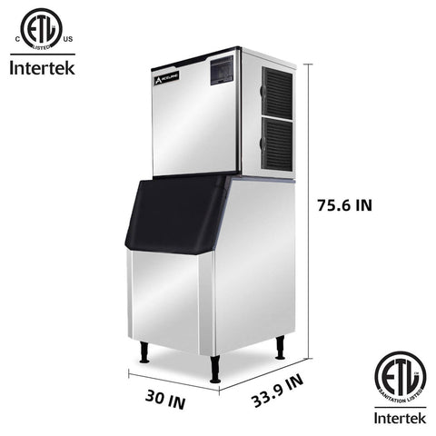 ASK-1029S  1000 lb. Restaurant Commercial Air Cooled Cube Ice Maker Machine with 440 lb. Bin