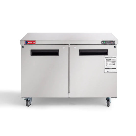 WESTLAKE WKTR-48B 48" Double Door Stainless Steel Lowboy Cooler Worktop Fridge 12 Cu.ft