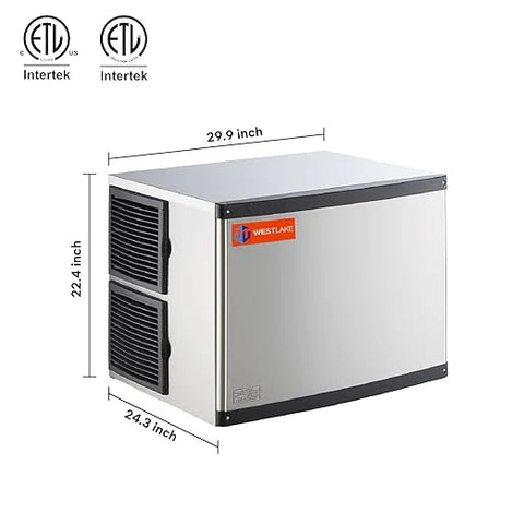 WESTLAKE Commercial Ice Maker Head 30" 500 lb/Day | Air Cooled Modular Cube Ice Machine for Restaurant