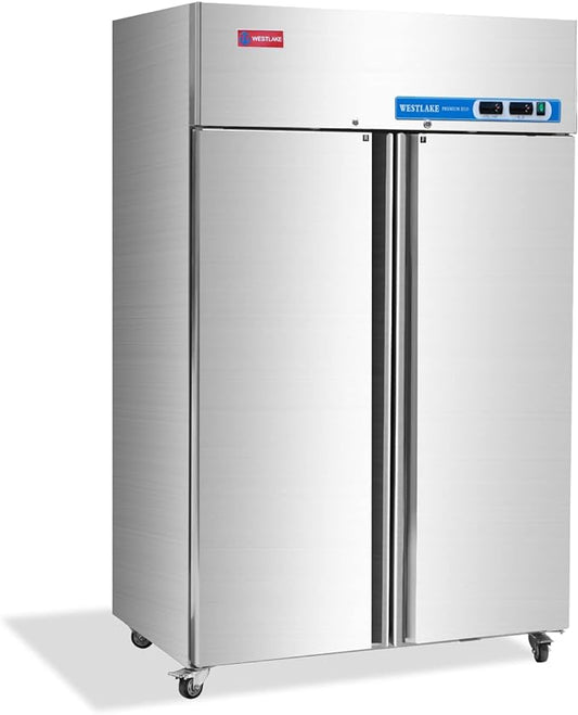 WESTLAKE WK-48F Commercial Freezer 48"W 2 door 2 Section Stainless Steel Reach in Solid door Fan Cooling 36 Cu.ft Freezer for Restuarant, Bar, Shop, etc