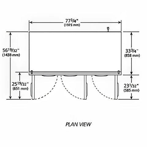 True STG3R-3S-HC 77 3/4" Three Section Reach In Refrigerator, (3) Left/Right Hinge Solid Doors, 115v