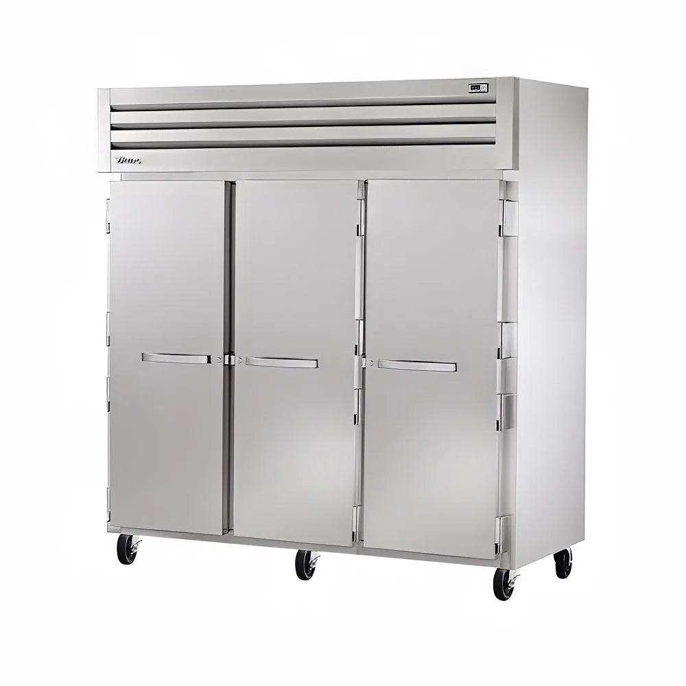 True STG3R-3S-HC 77 3/4" Three Section Reach In Refrigerator, (3) Left/Right Hinge Solid Doors, 115v