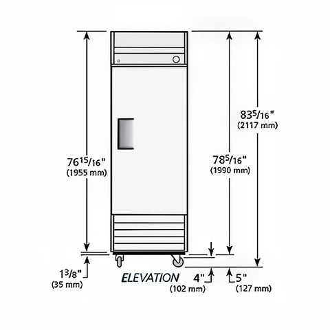 True T-23F-HC 27" One Section Reach In Freezer, (1) Left Hinge Solid Door, 115v