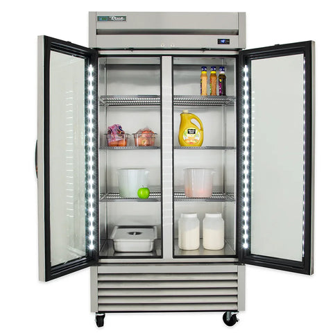 True T-35G-HC~FGD01 39 3/5" Two Section Reach In Refrigerator, (2) Left/Right Hinge Glass Doors, 115v