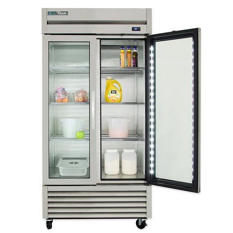 True T-35G-HC~FGD01 39 3/5" Two Section Reach In Refrigerator, (2) Left/Right Hinge Glass Doors, 115v
