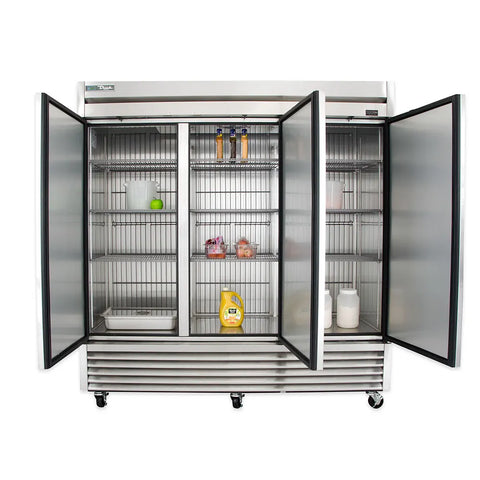 True T-72F-HC 78" Three Section Reach In Freezer, (3) Solid Doors, 115v