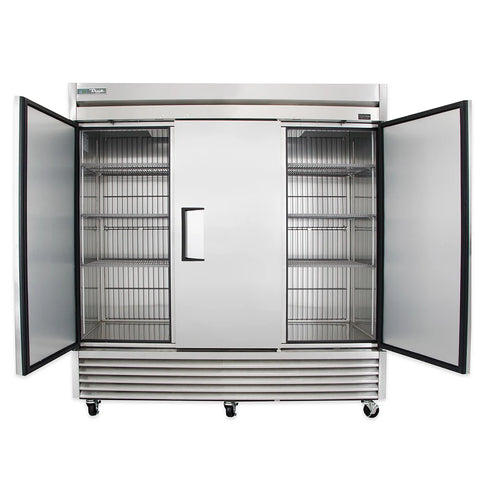 True T-72F-HC 78" Three Section Reach In Freezer, (3) Solid Doors, 115v