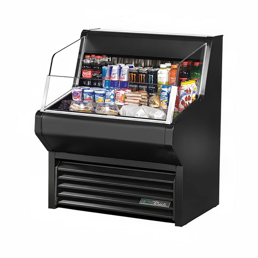 True THAC-36-HC-LD 36" Horizontal Open Air Cooler w/ (3) Levels, Black, 115v