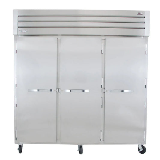 True STR3R-3S 77 3/4" Three Section Reach In Refrigerator, (3) Left/Right Hinge Solid Doors, 115v